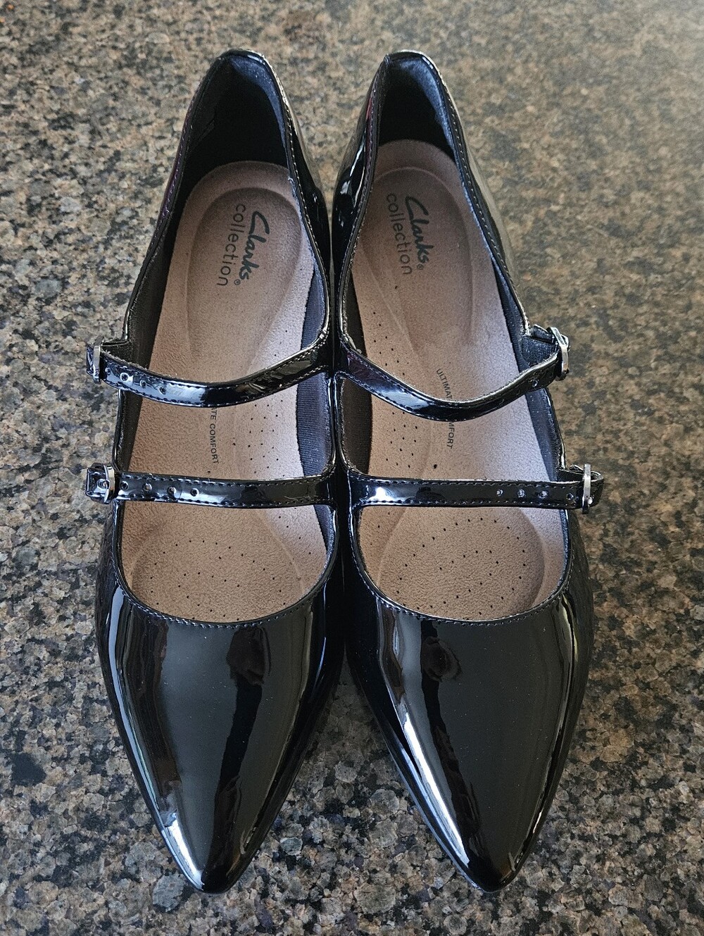 Clarks Natalyn Lane Black Patent Mary Jane Block Heel Sz 12